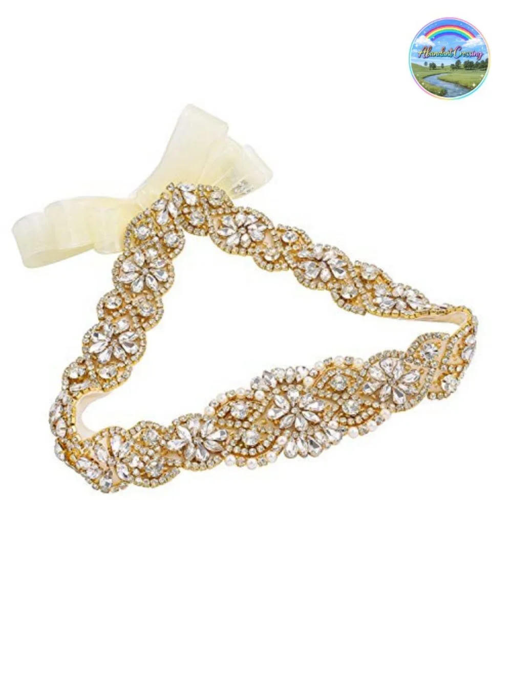 Rhinestone Bridal Belt Sash Double-Sided Satin Handmade Wedding Accessory